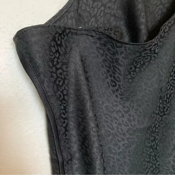 VICTORIA'S SECRET Camisole Womens L Tank Top Satin Black Cheetah Print Coquette - Picture 5 of 8